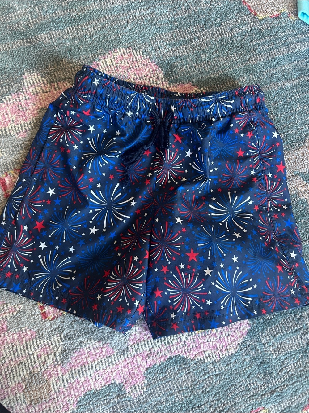 Kids DSG Navy Patriotic Fireworks Swim Shorts
